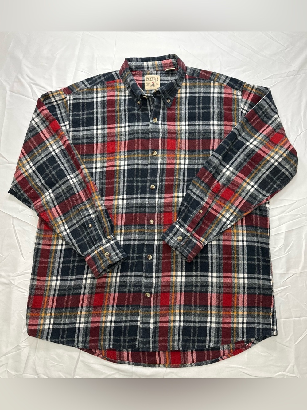 Redhead Men's Red & Navy Plaid Button-Down Flannel Shirt